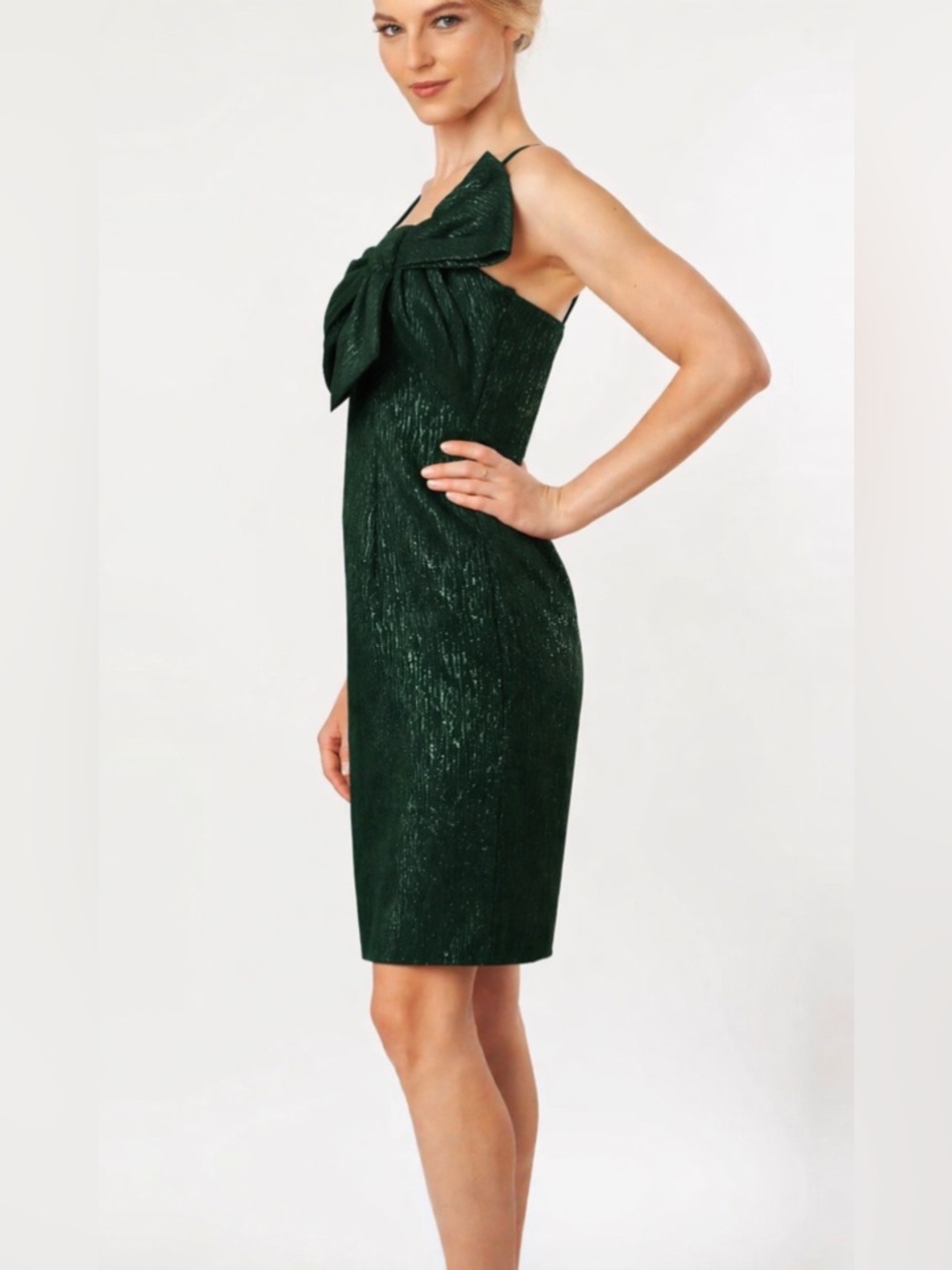 Liv Foster Strapless Bow-Front Jacquard Mini Dress